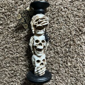 Christian Siriano Skull Candle Holder - Black and Cream